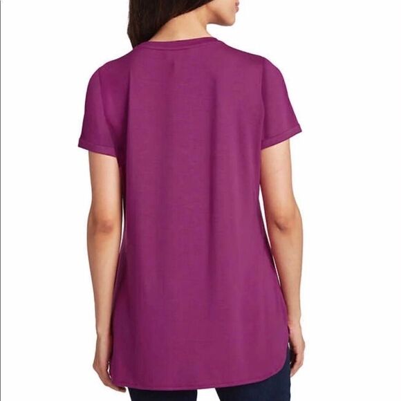 ELLEN TRACY Ladies Short Sleeve HiLo Hem Tunic Top - Picture 3 of 3